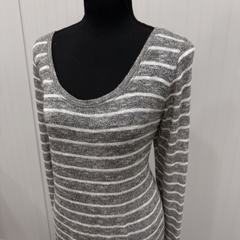 Lane Bryant Dress 14/16 L XL Metallic Shimmer Striped Asymmetric Hem Long Sleeve - Picture 2 of 7